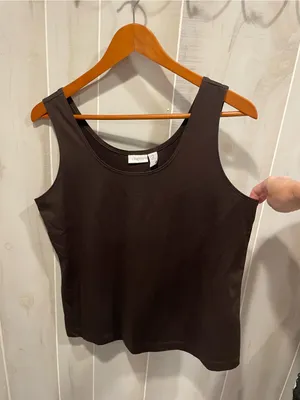 Cute classic Chico’s chocolate brown stretchy sleeveless tank top normcore basic thumbnail 4