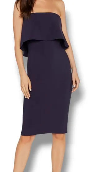 Likely‎ Driggs Strapless Cape Overlay Midi Dress Navy Blue 2 Minimalist Elegant thumbnail 1