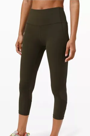 Lululemon Running Leggings Womens 10 Capri Crop Pace Revival High Rise 22" Green thumbnail 1