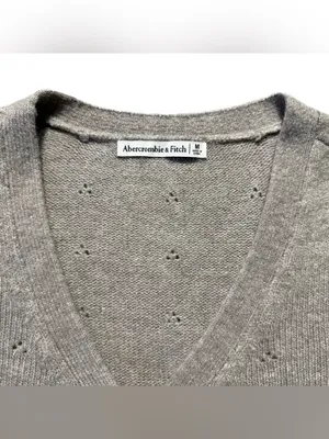 Abercrombie & Fitch Pointelle Cardigan Women’s Medium Beige Button-Up Sweater thumbnail 2