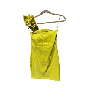 Daisy Boutique Lemon Yellow Exaggerated Shoulder Cocktail Dress Size Med… thumbnail 2