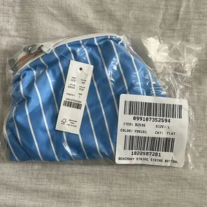 J. Crew String‎ hipster bikini bottom in stripe blue white size Large thumbnail 3