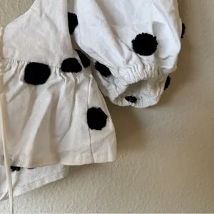 For Love & Lemons White Black Polka Dot Crop Blouse Womens S Puff Sleeve Top thumbnail 12
