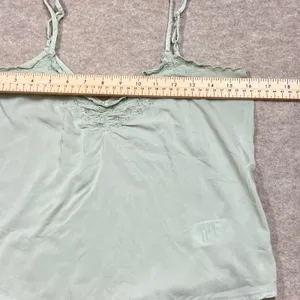 American Eagle Sage Green‎ Eyelet Embroidered V-Neck Cami Tank Top Small GUC thumbnail 6