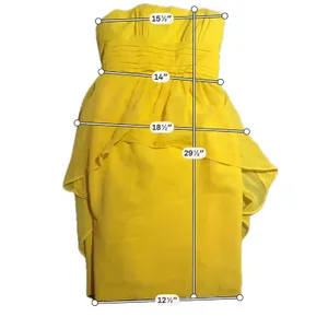 Alfred Angelo Yellow Strapless Sweetheart‎ Chiffon Cocktail Bridesmaid Dress 0 thumbnail 3