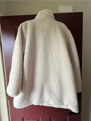 LOFT Cream Sherpa Teddy Coat with Zip Pockets thumbnail 6
