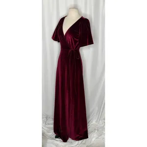 BALTIC BORN Meghan Velvet Wrap Maxi Dress Mulberry Purple Red Tie Waist X-Small thumbnail 6