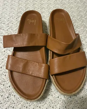Beek Twinspot Platform Leather Sandals Tan Brown Women's Size 8 slides thumbnail 1