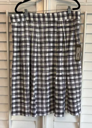 New York & Company Eva Mendes Black And White Plaid Midi Skirt Size‎ 14 thumbnail 1