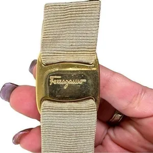 Salvatore Ferragamo Vara Nylon Headband Cream With Certificate of Authenticity thumbnail 3