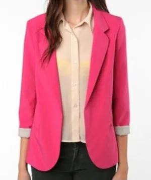 Silence + Noise Urban Outfitters Women's Size Small Boyfriend Blazer Open Pink thumbnail 1
