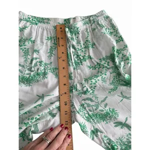 Piyama Pajama Set XS Green White Toile Botanical Rayon Pants Bali Resort #F13-1 thumbnail 12
