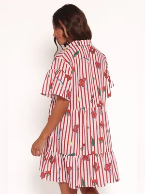 Petal & Pup Peachy Mini Dress in Red Picnic Stripe L thumbnail 5