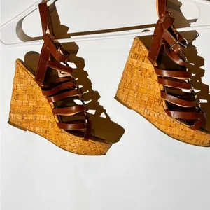 Steve Madden Brown Strappy Wedge Sandals thumbnail 4