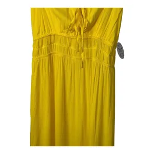 Jolie & Joy Midi Dress Womens 1X‎ Yellow Smocked Waist Ruffle Hem Boho Summer thumbnail 5