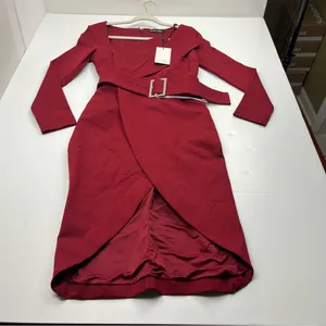 Lavish Alice Ruby Long‎ Sleeve Ponte Midi Dress Burgundy Womens US Size 6 NEW thumbnail 3