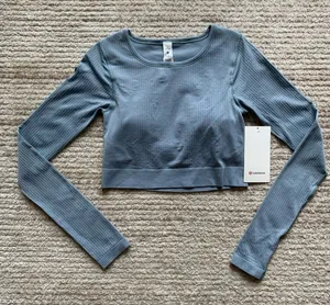 Lululemon Ebb to Street Long Sleeve Shirt Light Blue NWT Size 6 thumbnail 1