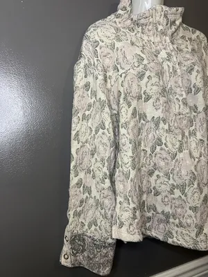 We The Free Sweater Womens Large Pink Floral Henley Pullover Long Sleeve Boho thumbnail 3