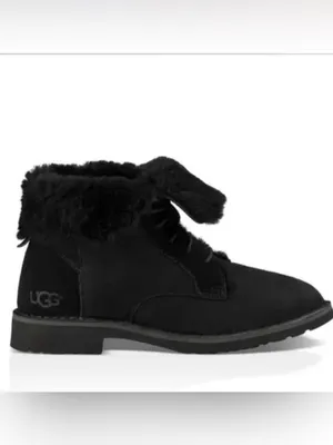 UGG Quincy Combat Boots Black Women’s Size 5 NIB Sheepskin Sold Out $170 Retail thumbnail 5