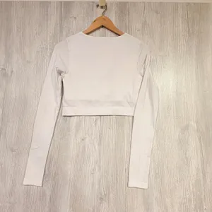Lululemon Ebb To Street Long Sleeve Top White Ribbed Built In Bra Pilates Size 8 thumbnail 5