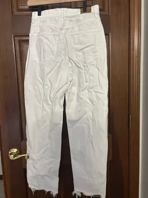White High Rise Baggy Jeans Size 4 Short Raw Hem thumbnail 2