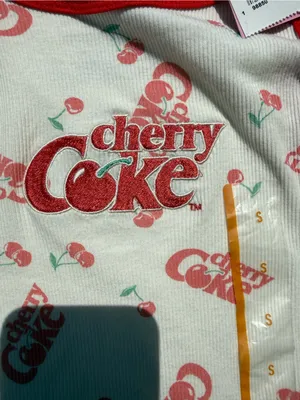 Coca Cola Cherry Tank Top in White and Red with Cherry Print thumbnail 3