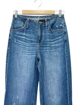 NWT EVEREVE Ever Slouchy Jeans Size 25 Dark Rinse High Rise Wide Leg Side Slit thumbnail 6