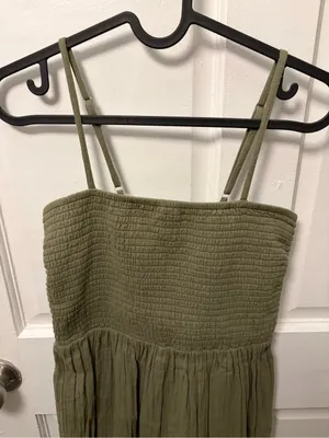 Loft Green Smocked Maxi Dress Small thumbnail 2