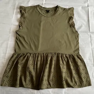 Ann Taylor‎ Olive Eyelet Peplum Ruffle-Sleeve Top thumbnail 2