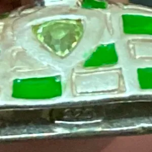 Sterling Silver 925 Green Enameled Peridot Birthstone Purse Bag Pendant 4g. thumbnail 15
