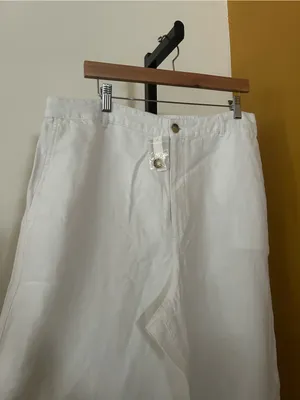 Madewell Zoe Relaxed Straight Pant in 100% Linen Ivory White NWT Size 16 Tall thumbnail 4