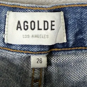 AGOLDE Parker High Rise Cut Off Organic Cotton Denim Shorts Blue 26 A026C-1141 thumbnail 2