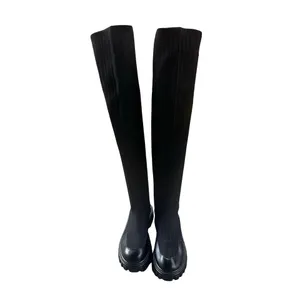Cuccoo EU 40 Black Knee High Sock Boots Chunky Platform Lug Sole Y2K thumbnail 2