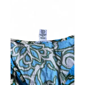 Tropical Floral Puff Sleeve Mini Dress Coastal Resort Cotton Blue Green Small thumbnail 4