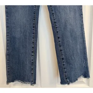 Risen Jeans Womens 27 (Sz 5) Blue Straight Leg Frayed Hem Crop RDP1207 Exc. Cond thumbnail 2