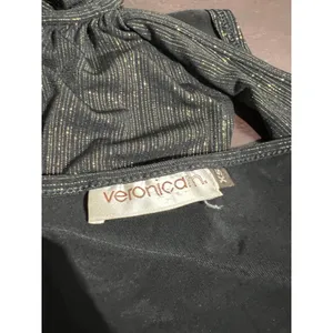 Veronica M Black‎ Gold Lurex Sparkle Mock Neck Backless Draped Cocktail Dress XS thumbnail 3