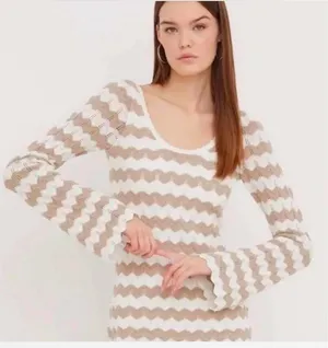 Crochet stripe mini Hollister long sleeve dress thumbnail 7