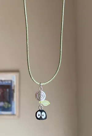 Handmade Kawaii fairy cottage style swirl soot necklace 🍃🌀🌳 thumbnail 2