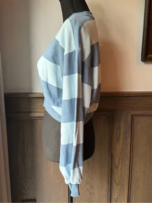 Strawberry Shortcake Blue Stripe Cropped Sweater xxs thumbnail 3