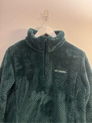 Columbia Plush Quarter-Zip Fleece Jacket Deep Forest Green Size Large thumbnail 3