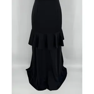 Lovers‎ + Friends Maxi Gown Dress Small Black Ruffle Strapless Formal Pencil thumbnail 3