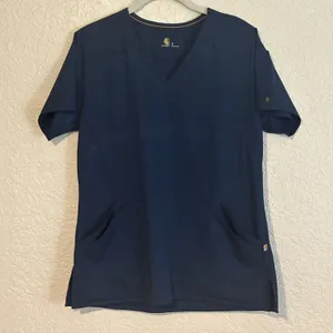 Carhartt Navy Blue V‎ Neck Force Scrub Top Short Sleeve Pockets Size S thumbnail 7