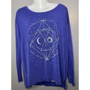 American Eagle Shirt Womens Small Blue Celestial Graphic Long Sleeve Tee Top thumbnail 2