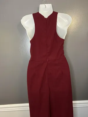 Halter Dress Womens Small Red Cross Front Sleeveless Wide Leg Formal Evening thumbnail 7