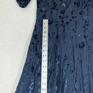 Hutch Navy Blue Floral Burnout Velvet Short Sleeve V-Neck Maxi Dress Size 0‎ thumbnail 6