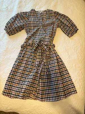 Gianni Bini (GB) Multicolor Checkered Puff Sleeves Wrap Dress thumbnail 2