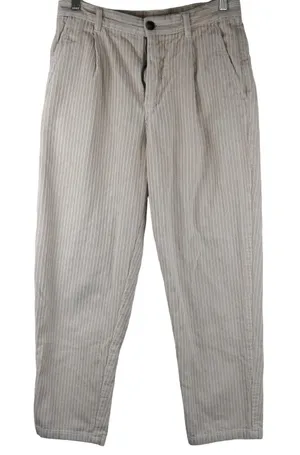 Zara Corduroy Pants Women Size 29 Tan Striped Pleated High Rise Tapered Casual thumbnail 1