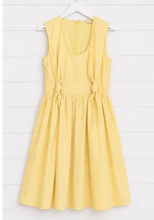 Carven made in Italy butter yellow knot front Aline dress small thumbnail 1