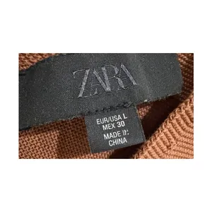 Zara Knit V-Neck Warm Rust 100% Cotton Sweater L NWOT thumbnail 2