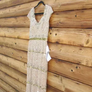 NWT Mac Duggal 9089 Cap Sleeve Embellished Gown Nude 8 thumbnail 7